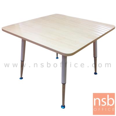 โต๊ะประชุมทรงเหลี่ยมมุมโค้ง   ขนาด 100W cm. ขาปลายเรียวขาวตัดโครเมี่ยม