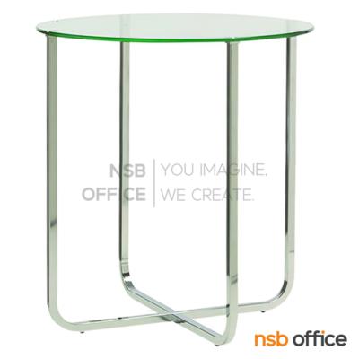 โต๊ะกลางกระจก   ขนาด 50Di cm. โครงเหล็กชุบโครเมี่ยม