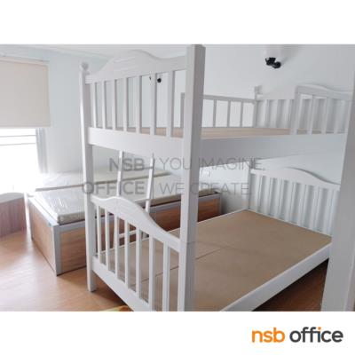 เตียงไม้ยางพาราล้วน 2 ชั้น ขนาด 3.5 ฟุต หัวเตียงไม้ระแนง   