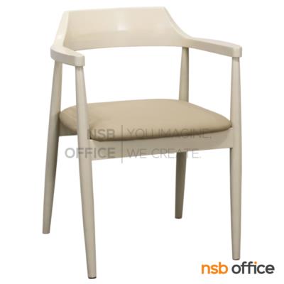 เก้าอี้ไม้ที่นั่งหุ้มหนังเทียม รุ่น Blue sea (บลูซี)  ขาไม้