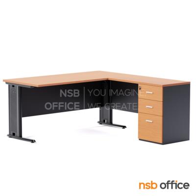 โต๊ะทำงานตัวแอล 3 ลิ้นชัก  รุ่น Sheridan (เชอริแดน) ขนาด 150W1 ,165W1 cm.  ขาเหล็ก