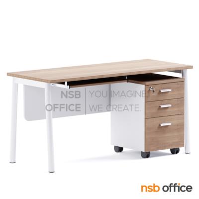 โต๊ะทำงาน รุ่น Alvessa (อัลเวสซา) ขนาด 120W, 150W cm.  บังตาไม้ ขาเหล็ก พร้อมตู้ลิ้นชักล้อเลื่อน