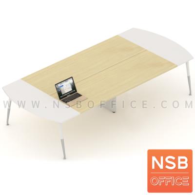 โต๊ะประชุมหัวโค้ง ขาปลายเรียว ลึก 150 cm.  ขากลางมีกล่องนำสายไฟ