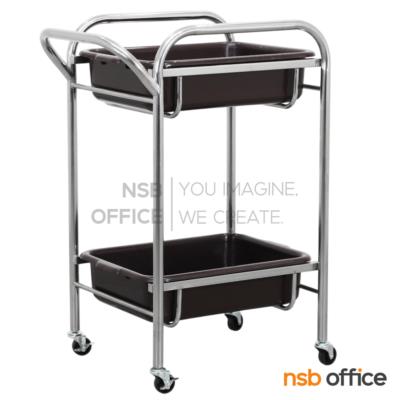 รถเข็นกระบะเก็บจาน 2 ชั้น รุ่น KJ-262  ล้อล็อกได้