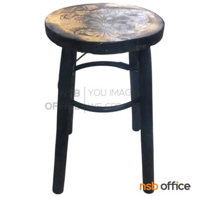 เก้าอี้สตูลกลมที่นั่งไม้ยางพารา รุ่น Han (ฮาน)  ขาไม้พ่นสี