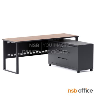 โต๊ะผู้บริหารตัวแอล รุ่น Whisky (วิสกี้) ขนาด 180W cm.  พร้อมตู้ข้างล้อเลื่อน