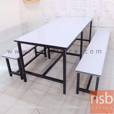 ชุดโต๊ะและเก้าอี้รับประทานอาหารหน้าโฟเมก้าขาว รุ่น Another (อโนเทอร์) ขนาด 120W ,150W ,180W cm.  โครงขาเหล็กดำ
