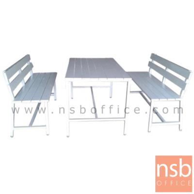 โต๊ะโรงอาหารไม้พ่นสีขาว รุ่น NEWYORK (นิวยอร์ก) ขนาด 120W cm. ขาเหล็กเหลี่ยม