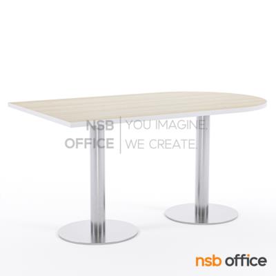 โต๊ะหน้าเมลามีน เข้ามุมหัวโค้ง รุ่น Rylix (ไรลิกซ์)  ขาจานกลมแบน