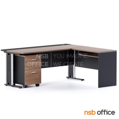 โต๊ะผู้บริหารตัวแอล รุ่น Morello (โมเรลโล) ขนาด 180W1*160W2 cm. ขาเหล็ก พร้อมตู้ลิ้นชักล้อเลื่อน