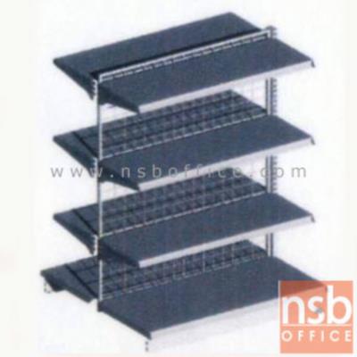 ชั้นเหล็กซุปเปอร์มาร์เก็ต สูง 120 cm. หนา 0.7 mm. 2 หน้า 4+4 แผ่นชั้น รุ่น CK-F4 แบบตัวตั้งและแบบตัวต่อ 