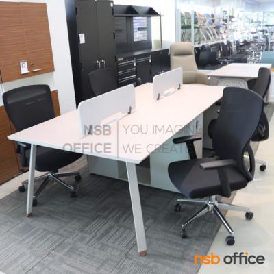 โต๊ะทำงานกลุ่ม 4 ที่นั่ง เสริมมินิสกรีนและตู้เก็บของ รุ่น Augusta (ออกัสตา)  พร้อมเก้าอี้สำนักงานหลังเน็ต