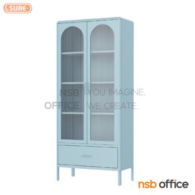 ตู้เหล็กทรงสูง 2 บานเปิด-ล่างลิ้นชัก รุ่น PU-842  