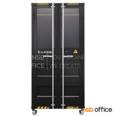 ตู้เสื้อผ้า 2 บานเปิด ชนิดบานกระจกบน รุ่น Zeylan (เซย์ลัน) ขนาด 90W*60D*195H cm. 