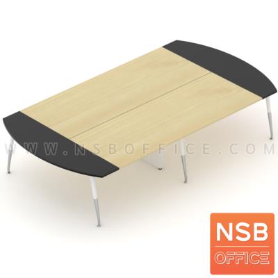 โต๊ะประชุมหัวโค้ง ขาปลายเรียว ลึก 180 cm.  ขากลางมีกล่องนำสายไฟ