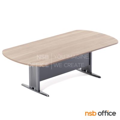 โต๊ะประชุมทรงเหลี่ยมหัวโค้ง  180W, 200W, 240W cm. ระบบคานไม้ ขาเหล็กตัวที