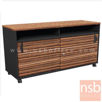 ตู้เอกสารล้อเลื่อน สูง 70 cm. 2 บานเลื่อน รุ่น Ageless (เอจเลส)  สีลายไม้ซีบราโน่ตัดดำ ขอบ ROSEGOLD