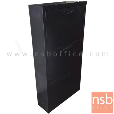 ตู้เหล็กแขวนผนัง 3 บานสวิง  ขนาด 60W*117H cm. สีดำ