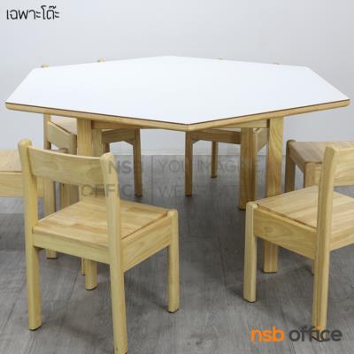 โต๊ะไม้ยางพาราหน้าลามิเนต HPL  ทรงหกเหลี่ยม รุ่น Tuffy (ทัฟฟี่)   