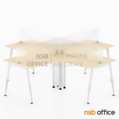 โต๊ะทำงานกลุ่มตัวแอล 4 ที่นั่ง  รุ่น Cheerilee (เชียร์ริลี่) ขนาด 240W*240D cm. ขาเหล็กปลายเรียว