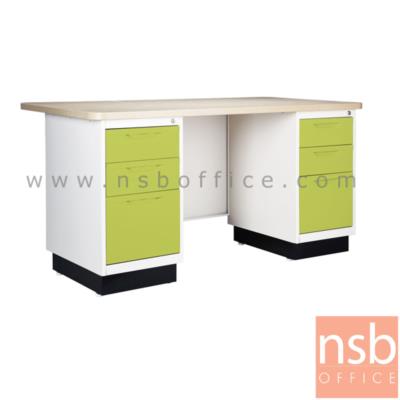 โต๊ะทำงานหน้า Melamine ลายไม้สีบีช 6 ลิ้นชัก รุ่น BS-156 ขนาด 5 ฟุต 150W*75H cm. 