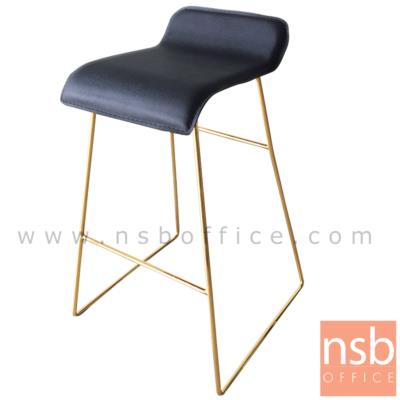 เก้าอี้บาร์ ที่นั่งหุ้มหนังเทียม รุ่น Marigold (แมริโกลด์)  โครงขาเหล็กชุบทอง