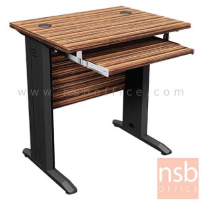 โต๊ะคอมพิวเตอร์  รุ่น Timebelle (ไทม์เบลล์) ขนาด 80W cm.  ขาเหล็ก สีลายไม้ซีบราโน่ตัดดำ ขอบ ROSEGOLD