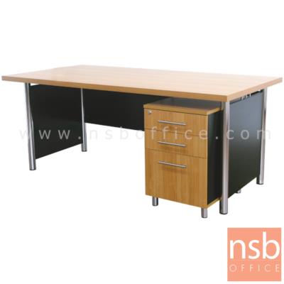 โต๊ะผู้บริหารทรงสี่เหลี่ยม 180W cm. เสริมขาเหล็ก  พร้อมตู้ลิ้นชัก 