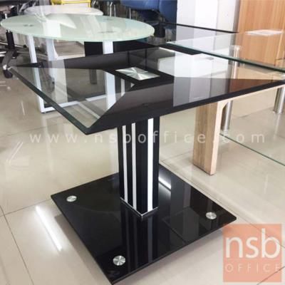 โต๊ะกลางกระจกสีดำสลับใส รุ่น GS-S2 ขนาด 50Di cm.  ฐานกระจกสีดำ