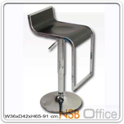 เก้าอี้บาร์สูงหน้าเหลี่ยม ไม้ดัดขึ้นรูป วางขาโครเมี่ยมเงา PE-PVC-10