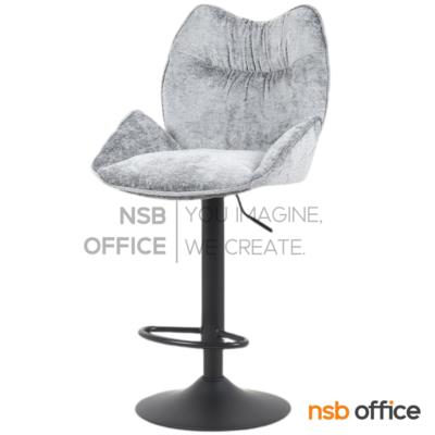 เก้าอี้บาร์โมดิร์นหุ้มผ้า รุ่น Bigmac (บิ๊กแมค)  โช้คแก๊ส ขาเหล็กพ่นดำฐานจานกลม