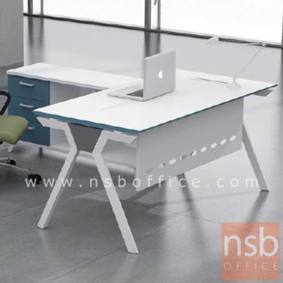 โต๊ะผู้บริหารทรงสี่เหลี่ยม รุ่น G362 ขนาด 160W  cm. ขาเหล็กเหลี่ยมใหญ่ทำสีขาว