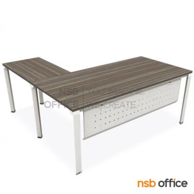 โต๊ะทำงานตัวแอล  รุ่น HB-EX2DR1818 ขนาด 180W1*180W2 cm. พร้อมบังโป้เหล็กรู ขาเหล็ก