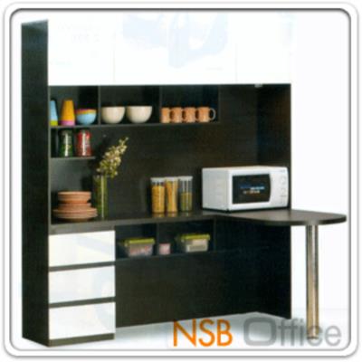 ชุดตู้ครัวพร้อมตู้ลอยต่อบน W180 ซม. มีโต๊ะต่อข้าง รุ่น DB-CHO สีโอ๊ค/ขาว