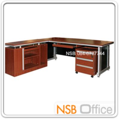 ชุดโต๊ะทำงานตัวแอลสีสัก รุ่น BC-OFT-07L ขนาด 180W* 205D* 76H cm. ตู้ข้าง รางคีย์บอร์ด พร้อมลิ้นชัก (ยกเลิกนำเข้า)