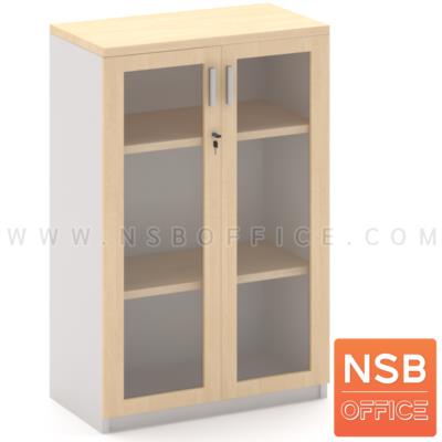 ตู้เอกสาร 2 บานเปิดกระจกเฟรมไม้ รุ่น Prince (ปริ๊นซ์) ขนาด 120H cm. เมลามีน