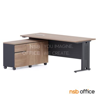 โต๊ะทำงานผู้บริหาร รุ่น Draxen (แดร็กเซน) ขนาด 150W ,160W และ 180W cm.  ขาเหล็ก พร้อมตู้ข้างล้อเลื่อน