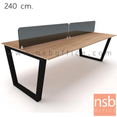 ชุดโต๊ะทำงานกลุ่ม   4 ,6 ที่นั่ง ขนาด 240W ,360W cm.  พร้อมมิสกรีนกระจกสีดำ ขาเหล็กทรงคางหมู