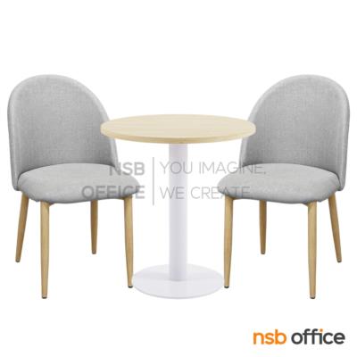 ชุดโต๊ะหน้าท็อปเมลามีน รุ่น Edelweiss (เอเดลไวส์) ขนาด 60Di cm.  โครงขาเหล็กสีขาว