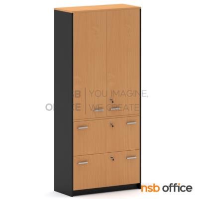 ตู้เอกสาร 5 ชั้น บนบานเปิดทึบ ล่างลิ้นชักแฟ้มแขวน รุ่น Padavona (พาดาโวนา) สูง 200 cm. เมลามีน 