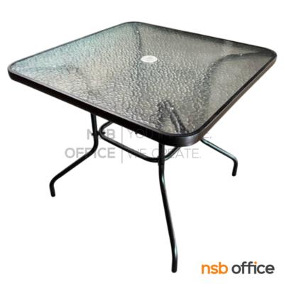 โต๊ะหน้ากระจกสี่เหลี่ยม 80 cm. รุ่น Akira (อากิร่า)  ขาเหล็ก