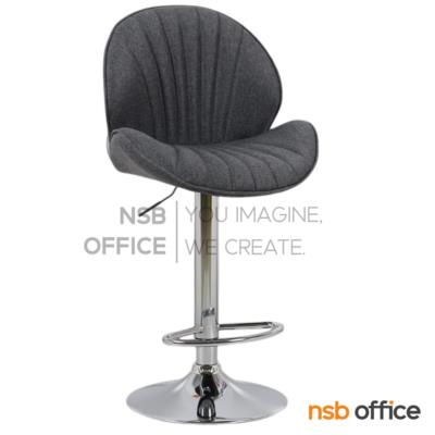 เก้าอี้บาร์โมดิร์นหุ้มผ้า  รุ่น Bloomy (บลูมมี่)  โช้คแก๊ส ขาโครเมี่ยมฐานจานกลม