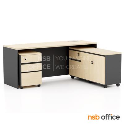 โต๊ะผู้บริหารตัวแอล รุ่น Bergamot (เบอร์กามอต)  พร้อมตู้ข้างและลิ้นชักล้อเลื่อน