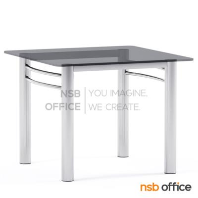 โต๊ะกลางกระจกสีชา รุ่น FT-S28FS ขนาด 61W ,71W cm. โครงเหล็กชุบโครเมี่ยม 