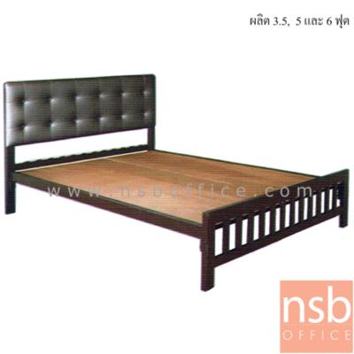 เตียงเหล็ก หัวเตียงสูงบุหนังเทียม รุ่น KSC-003 พร้อมแผ่นไม้ปูเตียง  (ผลิต 3.5, 5 และ 6 ฟุต)