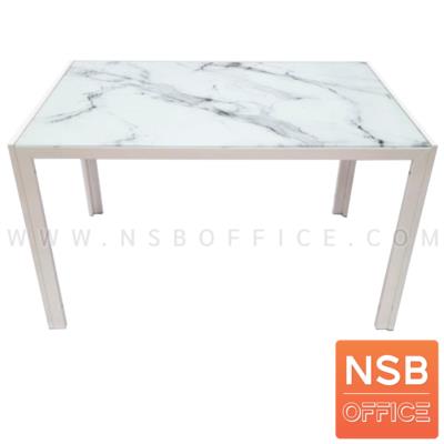 โต๊ะรับประทานอาหารหน้ากระจกลายหินอ่อน รุ่น Argen (อาร์เจน) ขนาด 120W*70D cm. ขาเหล็กสีขาว (ยกเลิก27/12/23)