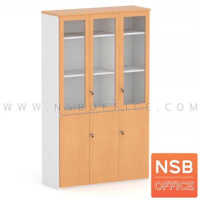 ตู้เอกสาร 5 ชั้น บน 3 บานเปิดกระจกเฟรมไม้ ล่าง 3 บานเปิดทึบ รุ่น Therine (เธอรีน) ขนาด 120W cm. บานเพ่