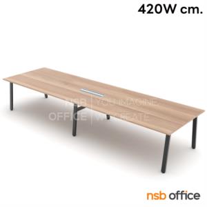 โต๊ะประชุมสี่เหลี่ยม ขาเหล็ก พร้อมรางไฟแบบสองทาง รหัส A24A006 300W*120D cm.