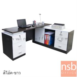 โต๊ะทำงานตัวแอลขวา 160W1*140W2 พร้อมตู้ข้าง VT-1640 เชอร์รี่-ดำ