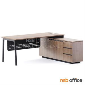 โต๊ะผู้บริหารตัวแอล ขาเหล็ก พร้อมป๊อปอัพ A24A047-1 180W1*160W2